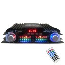 Amplificador de áudio digital 1600 W 4 canais Bluetooth rádio FM USB SD Controlo remoto Amplificador de som para carro e casa 1