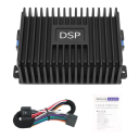 Amplificatore DSP per auto 4 canali 80 W x 4 processore audio 14,5 x 9,4 x 4,4 cm alluminio classe AB nero per Android subwoofer e altoparlanti 2