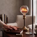 Ampoule LED spirale avec filament G125 E27 Forme du mot Love 4 W 220 V 12,5 x 17,5 cm Douille en aluminium et couvercle en verre Pour lampes et luminaires 5