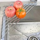 Αναδιπλούμενη βάση στεγνώματος πιάτων 40,5 × 23 × 8 εκ. Πάνω από τον νεροχύτη για στέγνωμα φρούτων, λαχανικών, πιάτων, ανθεκτική στη θερμότητα 2