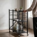 Αναδιπλούμενος μεταλλικός ράφι 3 ράφια 33 x 72 x 91 εκ Ρόδες με φρένο Χάλυβας Q235A Μαύρο Για το γκαράζ και την κουζίνα 4