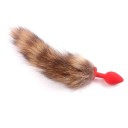 Análny kolík s chlpatým dvojfarebným chvostíkom pre hravé roleplay a erotické fantázie, dĺžka chvostíka 32 cm, diskrétne balenie 2