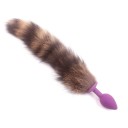 Análny kolík s chlpatým dvojfarebným chvostíkom pre hravé roleplay a erotické fantázie, dĺžka chvostíka 32 cm, diskrétne balenie 3