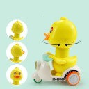 Anatra a carica su scooter 13,5 x 10,3 x 5,6 cm Figurina gialla con testa rotante Giocattolo di plastica per bambini 2