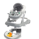 Andador 2 en 1 con bandeja extraíble de plástico, algodón y lino, andador infantil plegable para empujar para bebés con bandeja musical 6