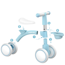 Andador infantil com limite de segurança na direção 135° 25,5x21,9x54,5 cm plástico 4 rodas para bebés e crianças pequenas 6