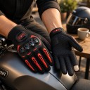 Åndbare og berøringsfølsomme motorcykelhandsker med fuld finger, knoebeskyttelse og skridsikker håndflade lavet af polyester og bomuld 5