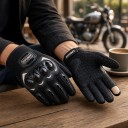 Åndbare og berøringsfølsomme motorcykelhandsker med fuld finger, knoebeskyttelse og skridsikker håndflade lavet af polyester og bomuld 7