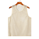 Åndbart herretop Pletenet hulmateriale Polyester Rund hals Enkeltfarvet design Let pasform Sommerbrug 2