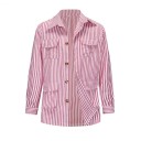 Ανδρικό ριγέ πουκάμισο με ζώνη στη μέση και τέσσερις τσέπες με καπάκι, μακριά μανίκια και κλασικό γιακά 4