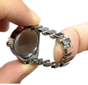 Anel de senhora com relógio 8 x 22 mm Tempo ajustável Mostrador verde Relógio real para o dedo Liga de metais e vidro Acessório de moda 2