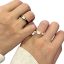 Anel elástico de contas 1,8 mm Cabeça de gato em pedra da lua Resina e concha artificial Joia de moda feminina feita à mão 5