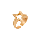 Anel feminino 1,9 x 1,7 cm Tamanho ajustável Estrela vazada Liga de zinco Joia de moda estilosa Anel elegante para uso diário 2