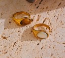 Anel tamanho 7 com pedra oval lisa de aproximadamente 11 mm, aro suavemente moldado, design minimalista e elegante 3
