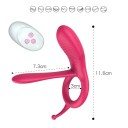 Anel vibratório rosa com 3 zonas de estimulação, controlo remoto, silicone, mais de 10 modos de vibração, Embalagem discreta 5