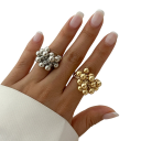 Anello aperto da donna con pallini 1,7 cm Taglia 53–54 Design irregolare Anello creativo regolabile Accessorio di moda elegante 1