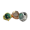 Anello da donna con orologio 8 x 22 mm Tempo regolabile Cifreria verde Orologi reali da dito Lega di metalli e vetro Accessorio di moda elegante 1