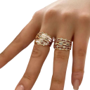 Anello da donna di dimensione regolabile Anello a cinque file con linee testurizzate Design a corda con strass taglio rotondo e rettangolare 6