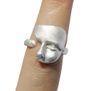 Anello da donna regolabile in lega di rame Motivo plastico del volto umano Design artistico moderno Gioiello di moda originale 4