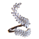 Anello da donna regolabile universale a forma di foglia design aperto in ottone acciaio inossidabile zirconia cubica lucida gioiello di lusso 3