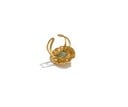 Anillo ajustable con piedra ovalada de color verde claro y marco plástico destacado en tono dorado, joya decorativa 2