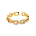 Anillo ajustable para mujer 2 mm Diseño de cadena abierta Cadena completa adornada con piedras brillantes Joya de moda elegante 2