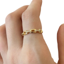 Anillo de lujo para dama 0,4 cm Diseño moderno de cadena Engastado con piedras decorativas Joya elegante para el uso diario 1