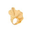 Anillo de mujer con hojas de ginkgo Aleación de zinc 1,7 cm diámetro de la hoja 6,5 cm Diseño de abanico a la moda Joya elegante y llamativa 1