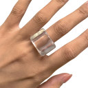 Anillo de mujer elegante ancho 1,8 cm Forma cuadrada Bordes anchos Anillo moderno elegante Accesorio de moda llamativo 8