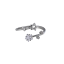 Anillo de plata para mujer diámetro 16,5 mm Estrellas 3/5 mm Tamaño ajustable Anillo abierto delgado con estrella de cristal y estrella hueca y mini cristales 2
