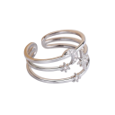 Anillo de plata para mujer diámetro 16,5 mm Tamaño ajustable Anillo delgado en capas con tres líneas Estrellas 3/5 mm y luna Joya elegante 2