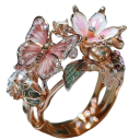 Anillo de strass para mujer Mariposa y flores Tamaño ajustable Anillo romántico abierto Joyería de moda brillante para mujeres 3