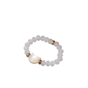 Anillo elástico de cuentas 1,8 mm Cabeza de gato de piedra lunar Resina y concha artificial Joyería de moda femenina hecha a mano 8