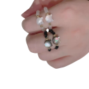 Anillo elástico de cuentas 1,8 mm Cabeza de gato de piedra lunar Resina y concha artificial Joyería de moda femenina hecha a mano 4