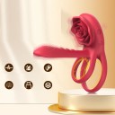 Anneau vibrant en silicone avec womanizer en forme de rose télécommande 10 modes chargement USB étanche emballage discret 5