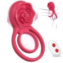 Anneau vibrant en silicone avec womanizer en forme de rose télécommande 10 modes recharge USB étanche emballage discret 2
