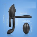 Anneau vibrant noir avec 3 zones de stimulation, télécommande, silicone, plus de 10 modes de vibration, emballage discret 2