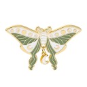 Anstecker Nachtschmetterling mit Mondanhänger 31 × 50 mm emaillierter Pin Insektenabzeichen Reversnadel Zubehör für Rucksack Kleidung 3
