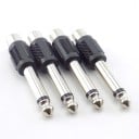 Αντάπτορες RCA θηλυκό σε βύσμα 6,35 mm αρσενικό 4 τμχ Audio αντάπτορας cinch σε μεγάλο βύσμα Μεταλλικοί συνδετήρες και μαύρο ραβδωτό σώμα 1