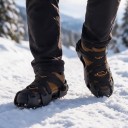 Anti-Slip Shoe Covers with 32 Steel Spikes Size EU 38–45 Rubber Crampons with Adjustable Straps Black 1 Pair for Ice and Snow 2