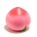 Anti-stress squeeze peach for hand tension relief Soft toy made of PU material Pink with green leaves Size 10 x 9 cm 2