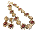 Antieke set oorbellen en ketting 33,6 cm ketting en oorbellen 4,4 cm Koperlegering Luxe sieraden voor vrouwen Speciale gelegenheden 1