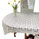 Antique Embroidered Lace Tablecloth 90 x 90 cm Beige Colour Elegant Table Decoration Handcrafted Vintage Style Home Textiles 3