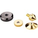 Antirezonanční hroty pod HiFi komponenty 4 db rézből, menetes kivitelben, bordás anyával, talpazatokkal és ragasztós kerekekkel 2,8 x 2,5 cm 3