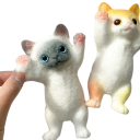 Antistress-puristettava lelu kissa karvainen venyvä noin 13 x 7 cm rentoutumiseen käsilelu stressin lievittämiseen 2