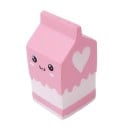Antistress-Spielzeug zum Drücken in Form einer Milchpackung mit einem niedlichen Gesicht Squishy aus weichem PU Rosa mit weißem Muster und Herzchen 1