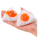 Antistressz mačkáló játék tojás alakú 12,7 × 13 cm puha squishy figura fehérje és sárgája TPR kézbe a relaxációhoz és a stresszoldáshoz 3