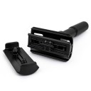 Aparador de barba preto ajustável com 5 lâminas aparador manual com 6 níveis de ajuste da lâmina Aparador de barbas de luxo com suporte 10,8 cm x 5 cm 3