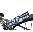 Apărătoare pentru bicicletă 27 x 15 cm Apărătoare universal pentru față și spate Motiv cu craniu alb-negru cu dungi, protecție împotriva noroiului 2