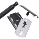 Aparelho de barbear manual para homens com lâmina ajustável em aço inoxidável Aparelho de barbear clássico para homens 10,3 x 4 cm 3